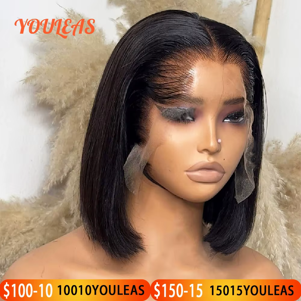 Lagos – perruque Bob Lace Frontal Wig naturelle, cheveux lisses, courts, blond foncé, 13x4 HD, sans 