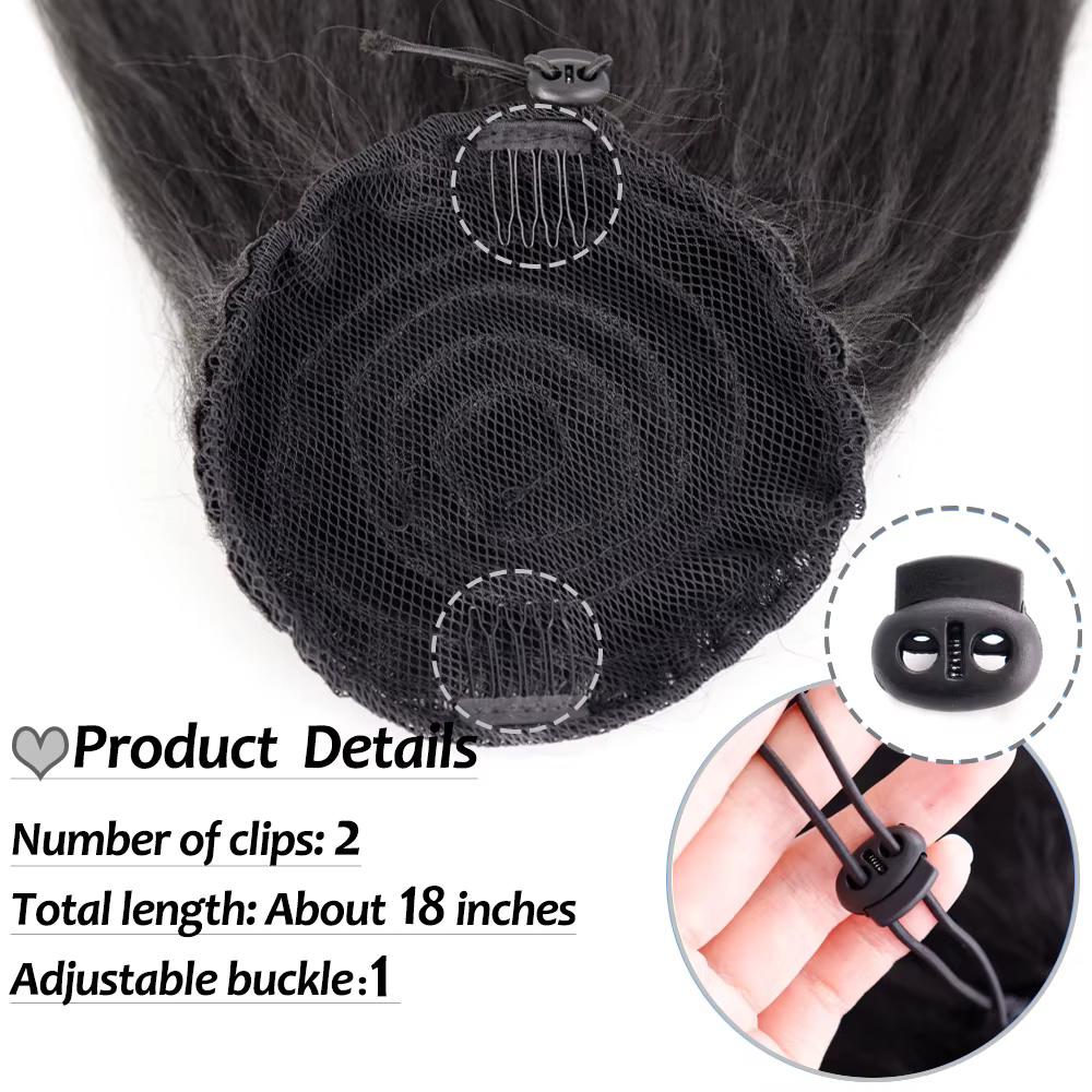 NICESY-Postiche queue de cheval bouclée noire pour femme, extension de cheveux synthétiques, Kinky P