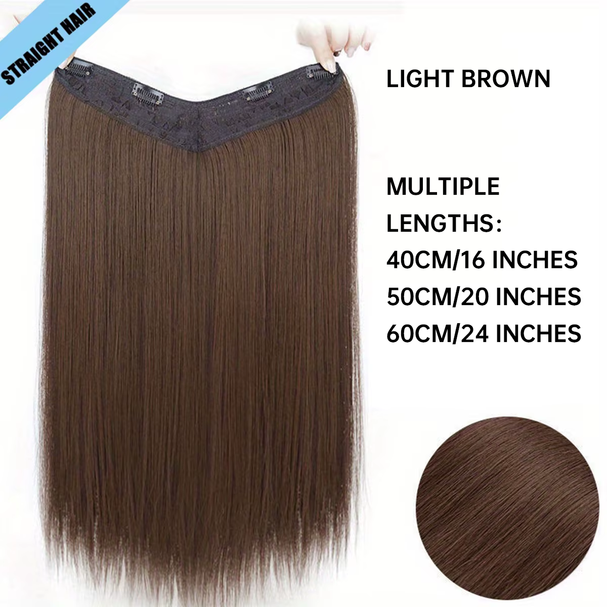 Extensions de cheveux synthétiques longues et lisses avec Clip en une seule pièce, parfaites pour le