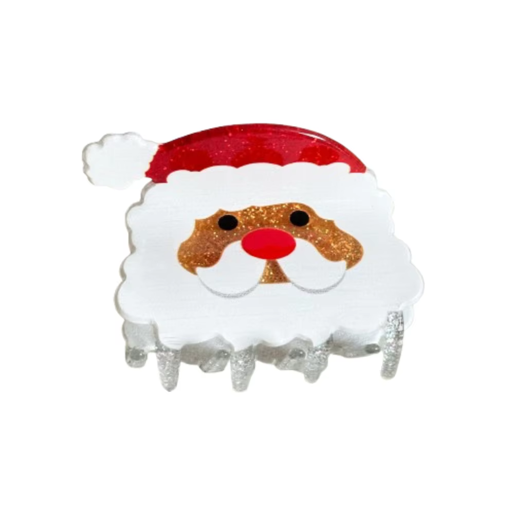 Pince à cheveux en acrylique pour femmes, pince à requin, père noël, maison de neige, arbre de noël 
