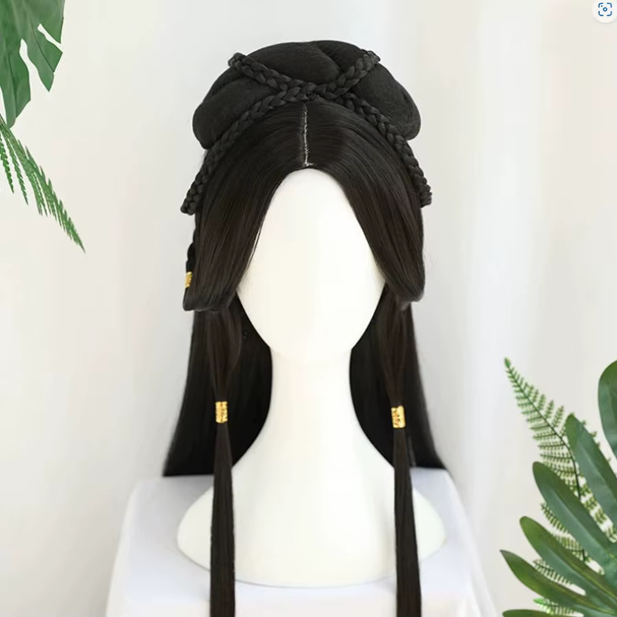 Ensemble de perruques de style ancien chinois ancien, période Wei Jin adaptée à toutes les femmes