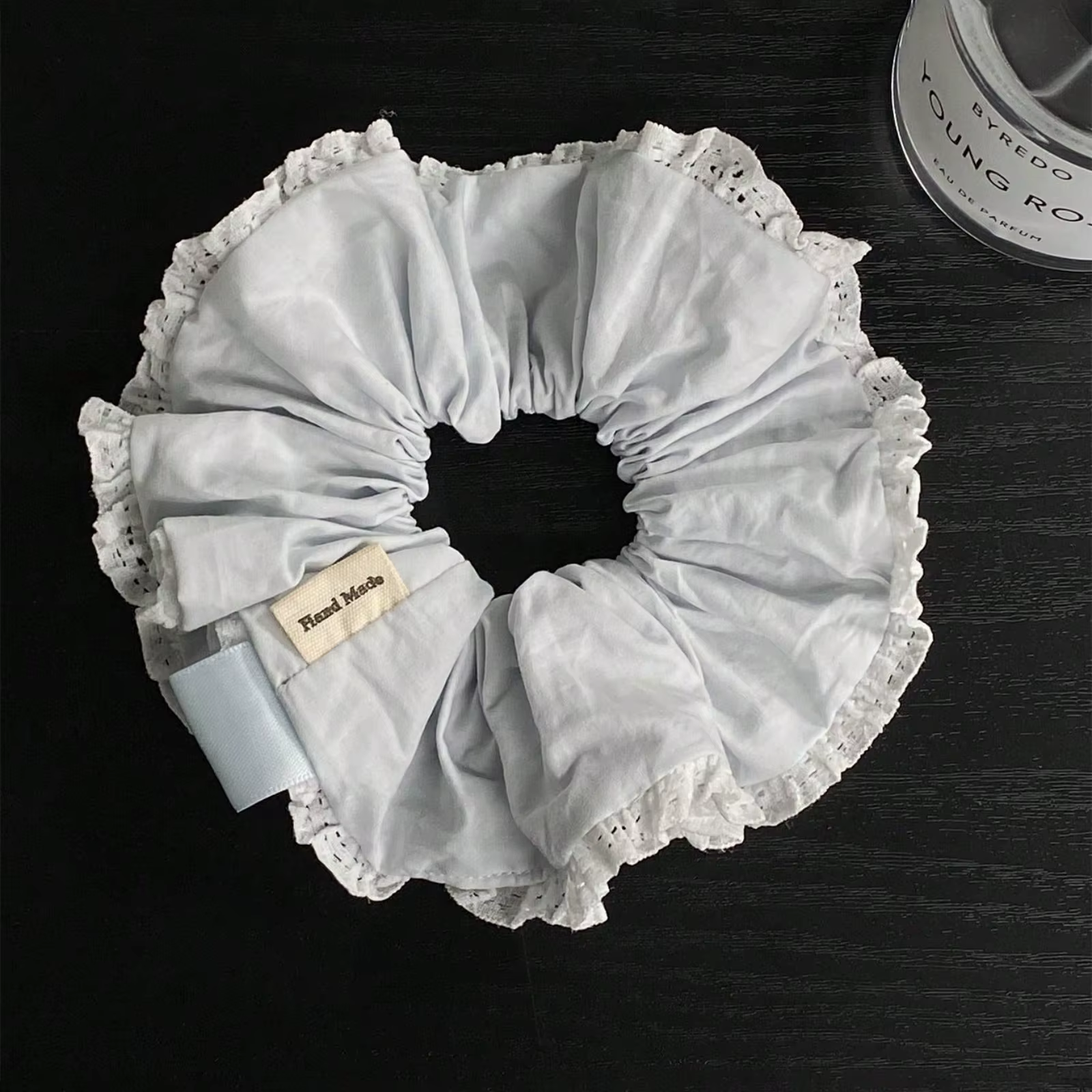 Chouchou pour cheveux pour femmes, 1 pièce, élégant, doux, bleu clair, solide, mode minimaliste coré