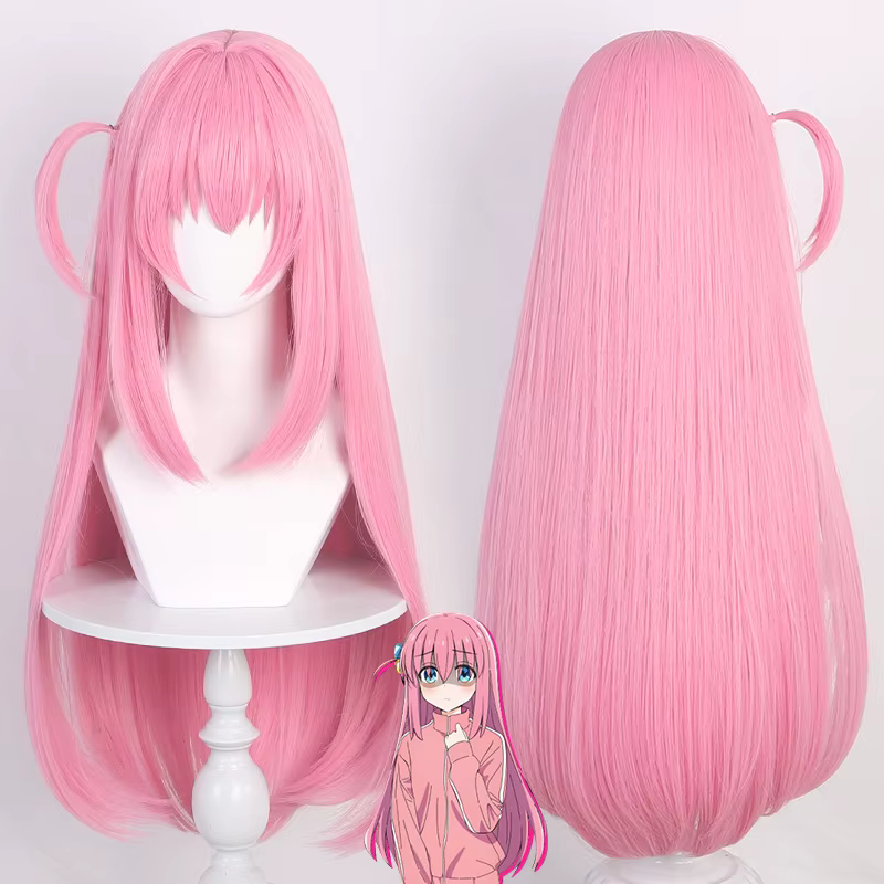 Perruque de Cosplay Anime Bocchi The Rock Hitori Gotoh, perruque synthétique longue et lisse rose po