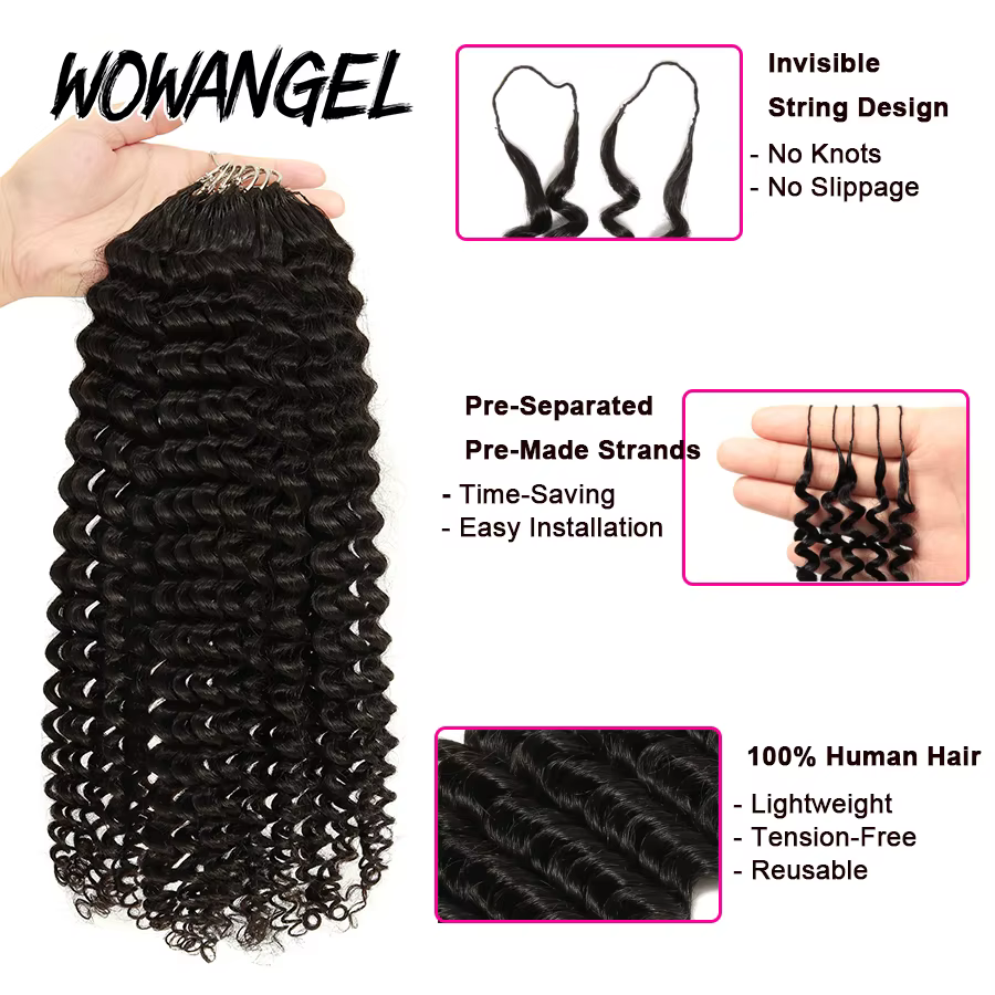 Extensions de cheveux humains au Crochet, cheveux humains bouclés et serrés, pré-séparés, sans nœuds
