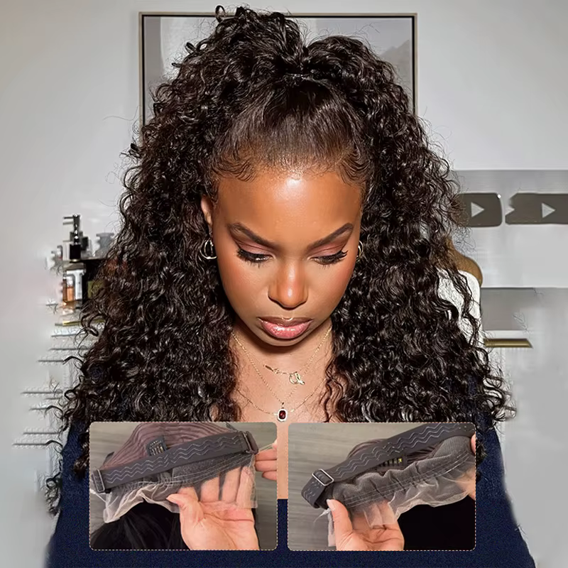Dialola sangle Invisible 360 pleine Hd dentelle sans colle perruque vague profonde dentelle avant pe