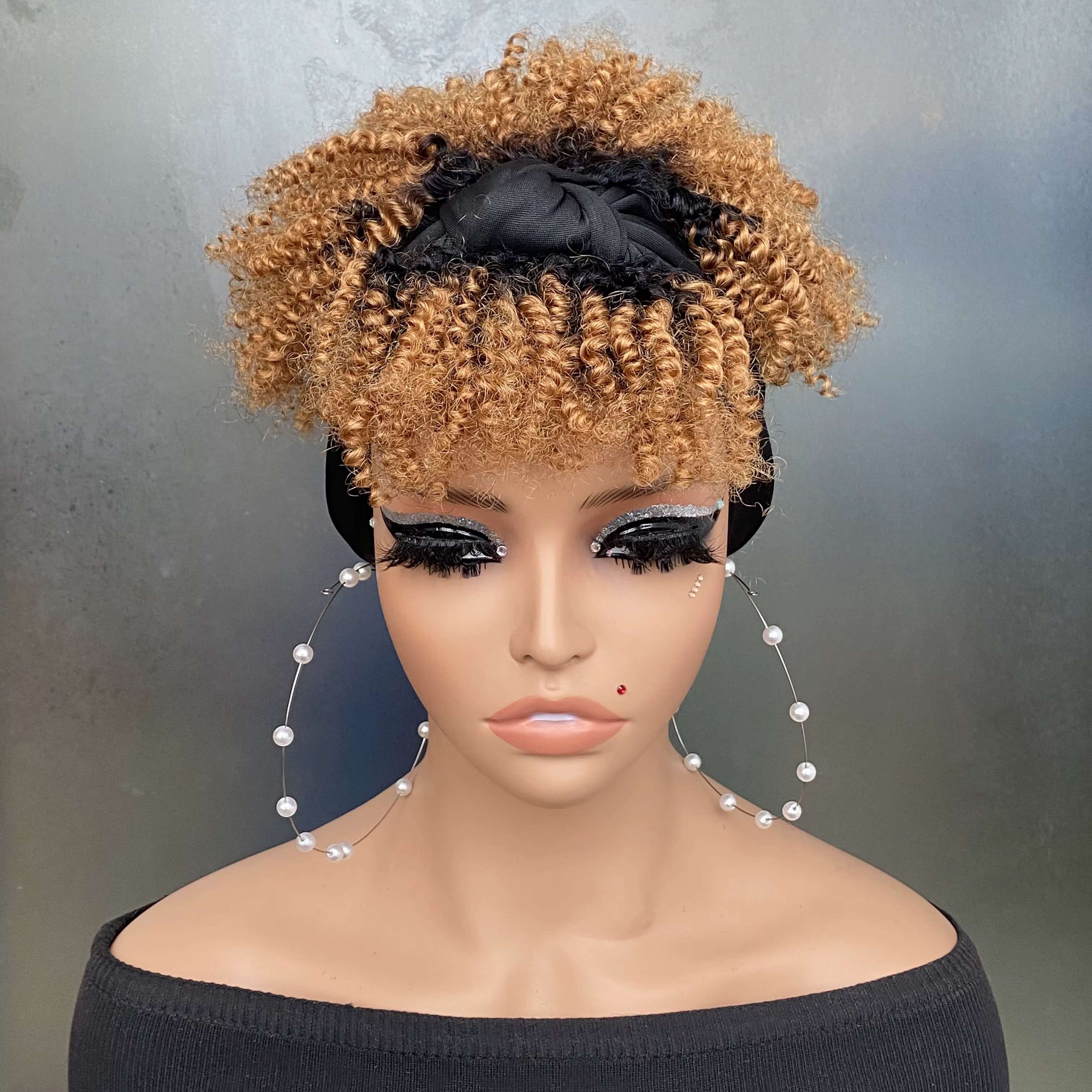 Perruque bandeau faite à la Machine de cheveux humains Remy avec des perruques Afro bouclées de chev