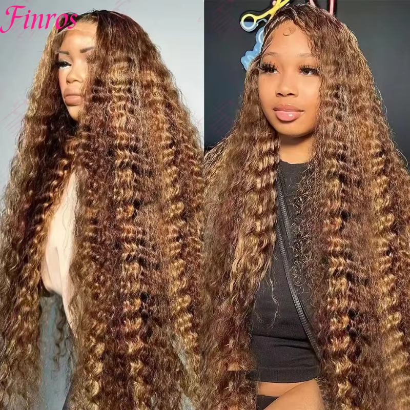 30 36 pouces bouclés mettre en évidence perruque cheveux humains miel blond 13x4 dentelle avant vagu