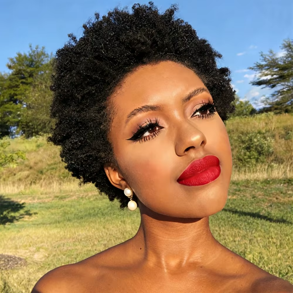 Perruques afro courtes bouclées pour femmes, afro crépues bouclées, entièrement fabriquées à la mach