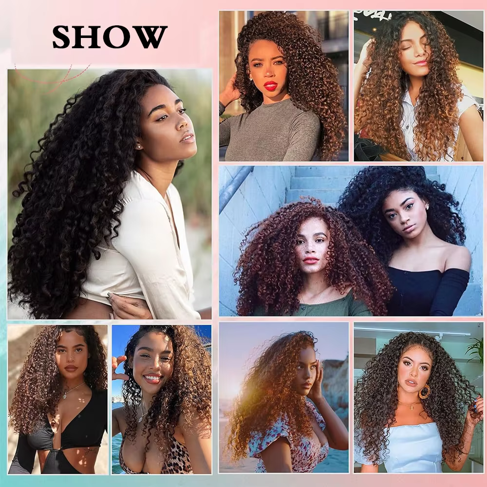Extensions de cheveux bouclés à clipser pour femmes, fibres synthétiques ondulées, légères et respir