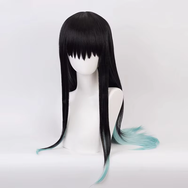 Perruque de Cosplay synthétique Anime Tokitou Muichirou, perruque Muichiro Tokito résistante à la ch