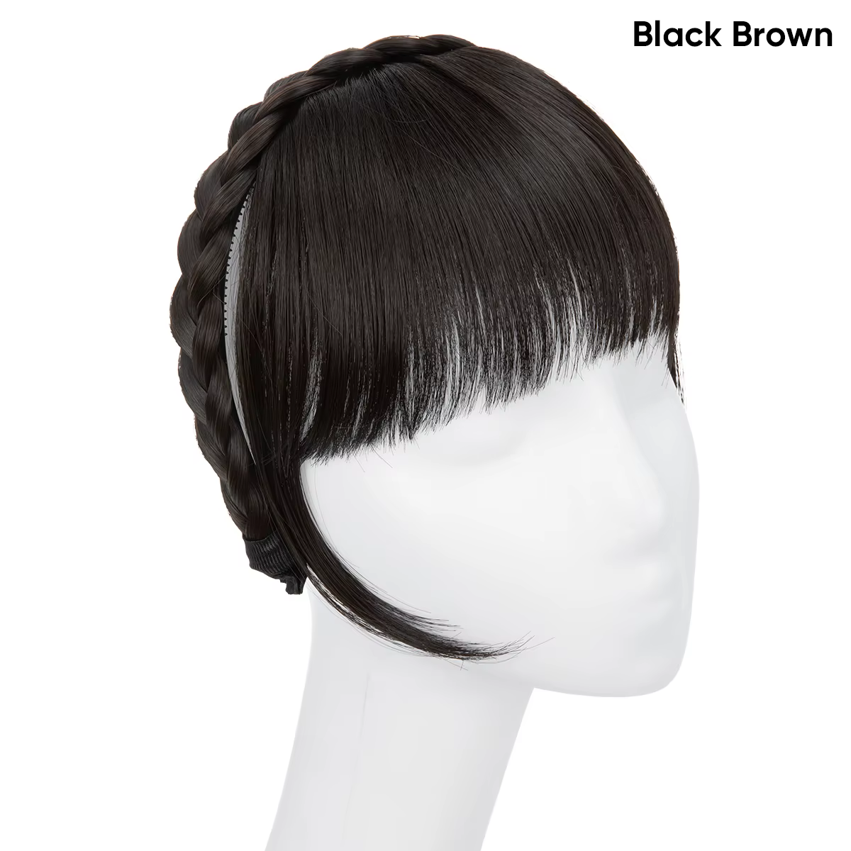 Extension de frange de bandeau synthétique, faux cheveux, frange émoussée avec côtés longs pour femm