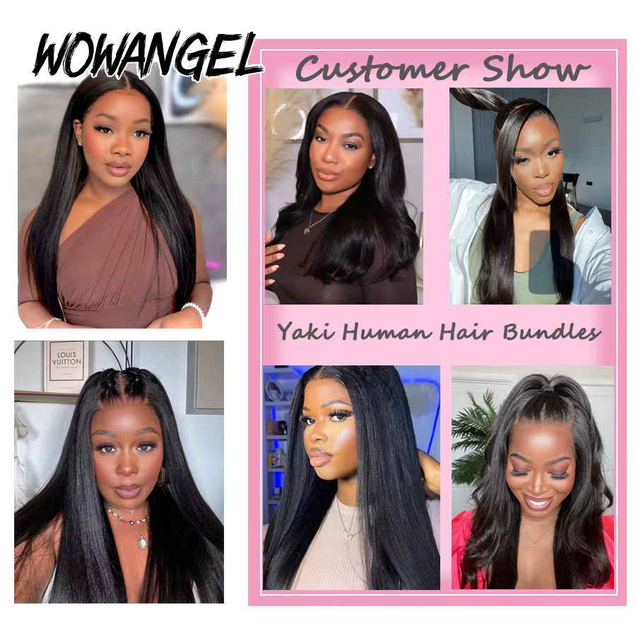 WOWANGEL lumière Yaki droite paquets de cheveux humains rebondissant moelleux crépus droite vierge E