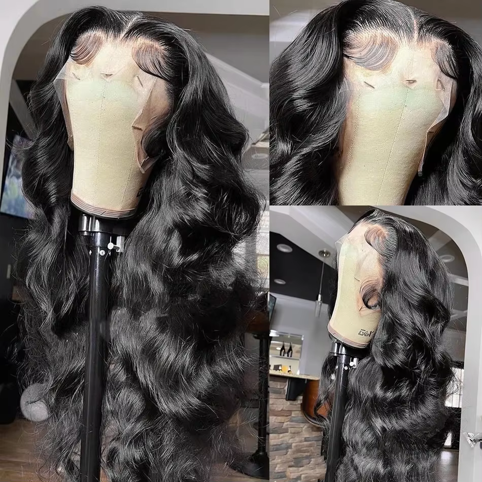 Perruque Lace Front Wig Body Wave brésilienne naturelle, cheveux humains, 13x6 HD, pre-plucked, 300%