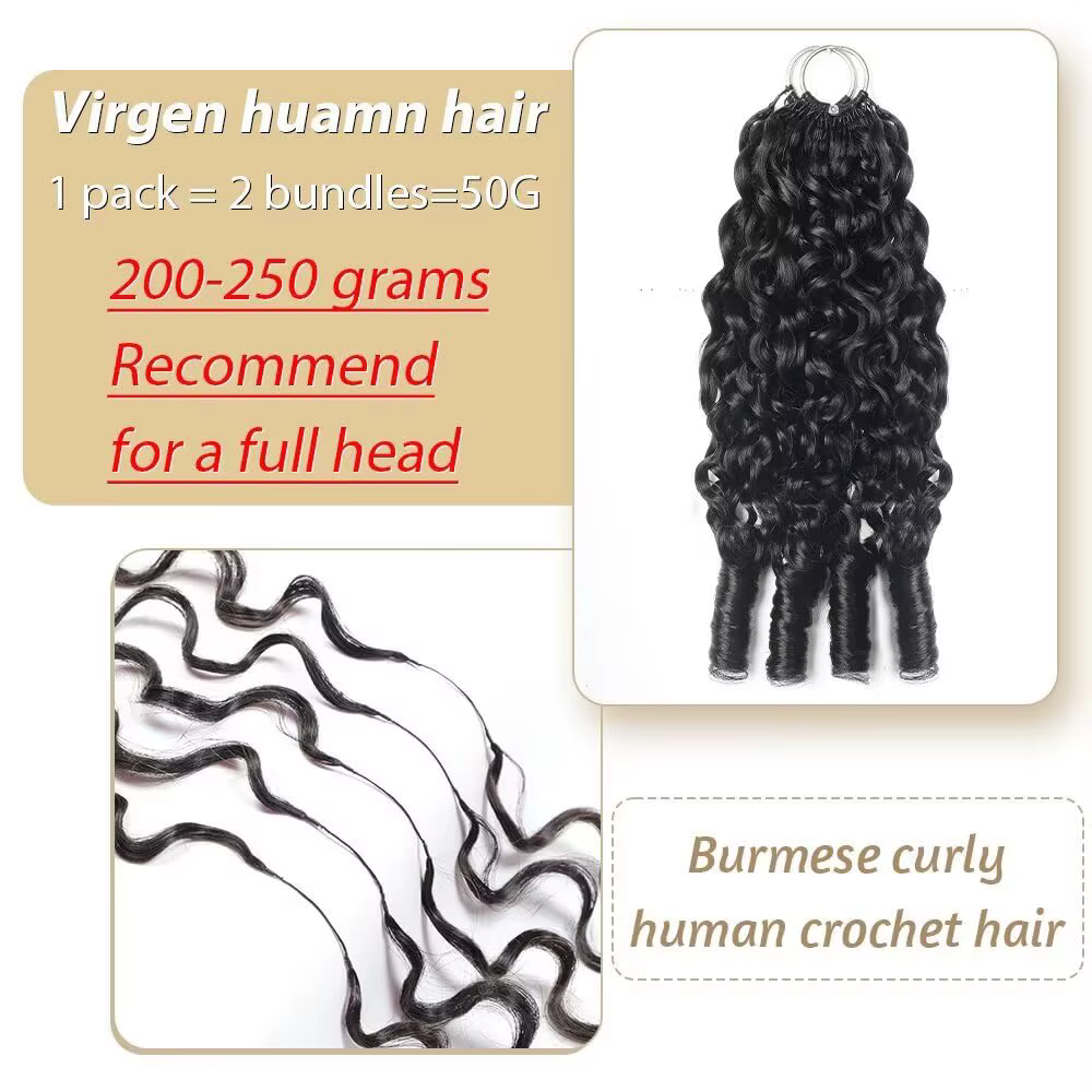 Cheveux humains bouclés birmanes pour crochet, 30 pouces, 120g, pré-séparés, pour femmes noires, lot