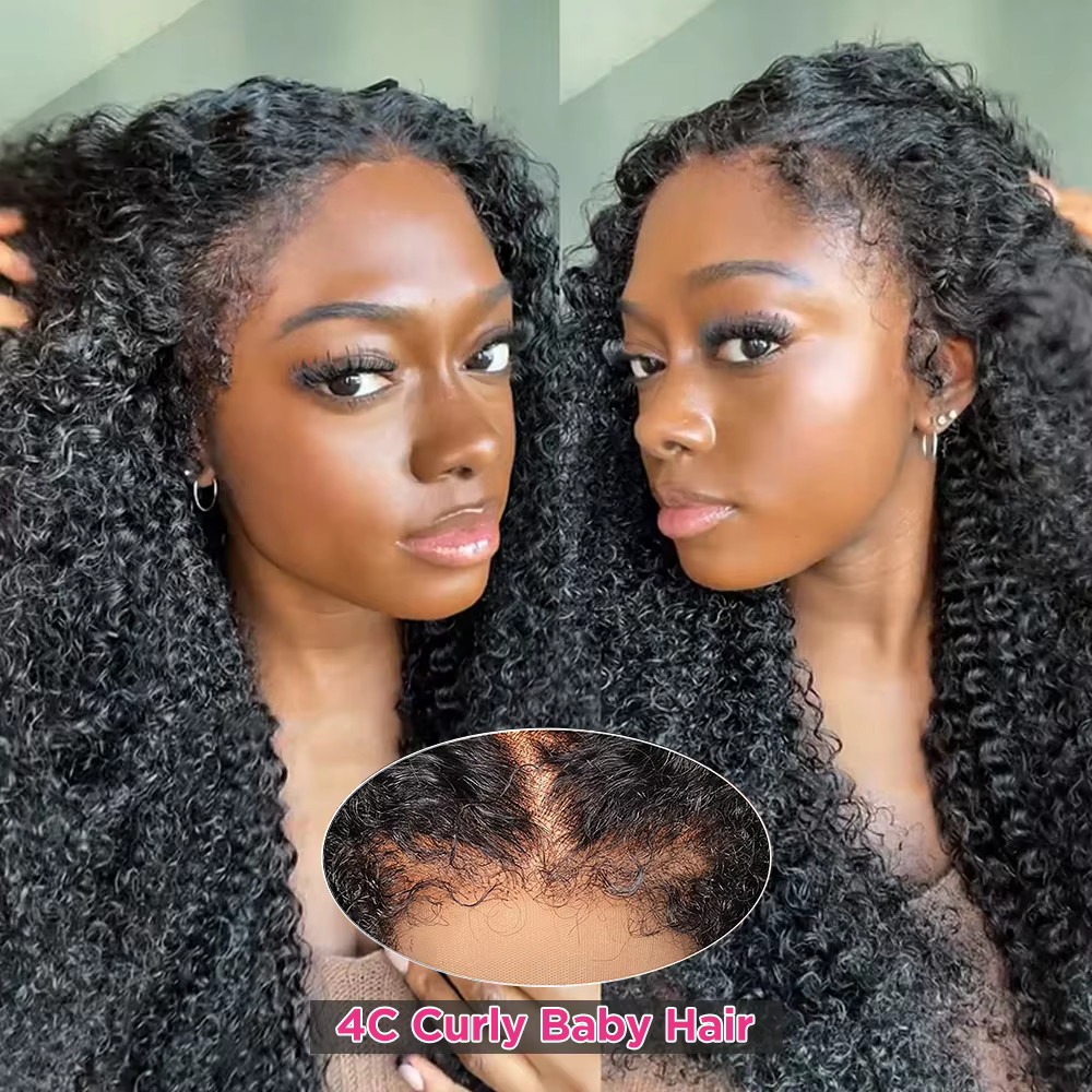 4C bords bébé cheveux dentelle perruques vague d'eau 13x6 HD dentelle frontale perruque 100% cheveux