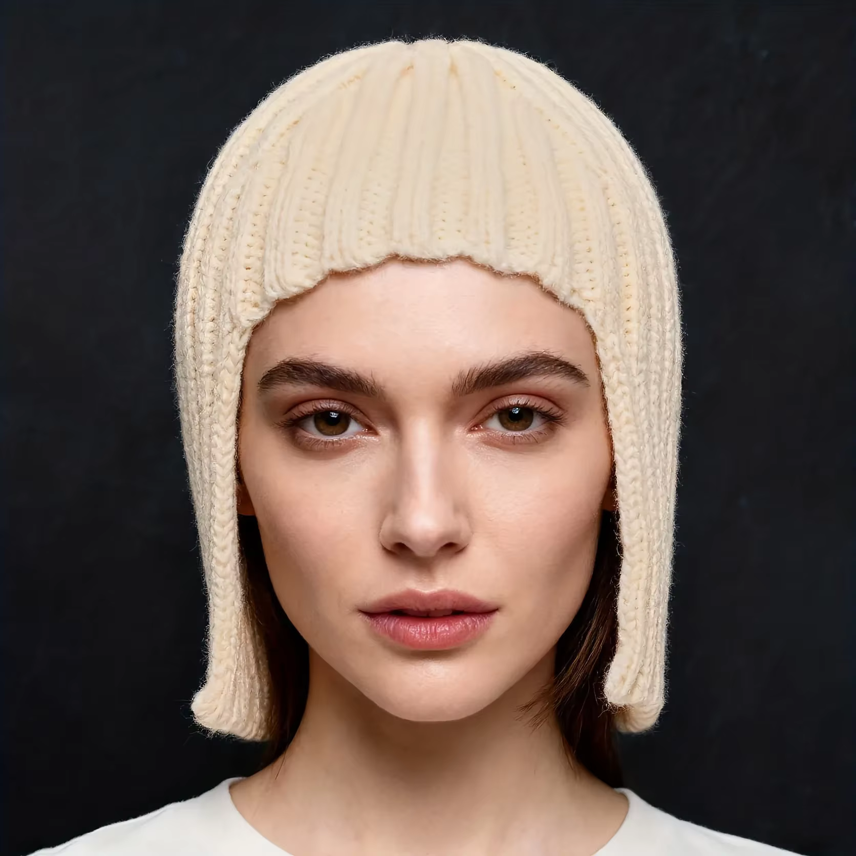Perruque tricotée pour femme, chapeau d'hiver pour fille chaude, Protection chaude des oreilles, cou