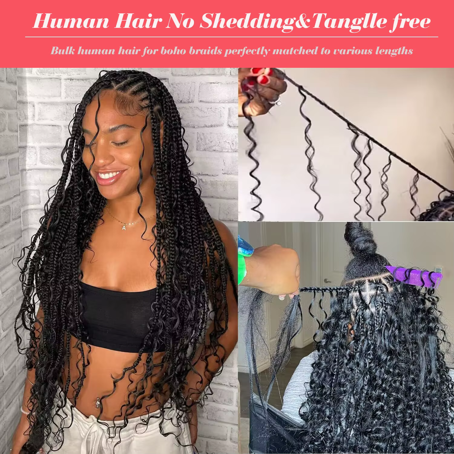 Tressage humain cheveux vague profonde en vrac cheveux humains 100g sans trame cheveux humains paque