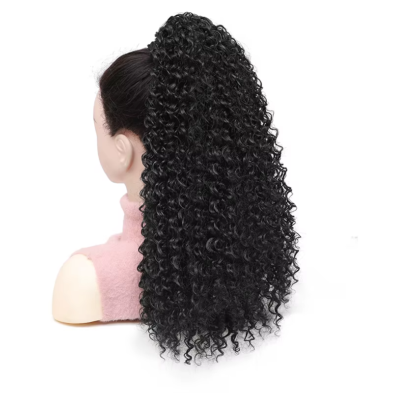 Longue queue de cheval de cheveux bouclés moelleux pour les femmes Extensions de cheveux de queue de