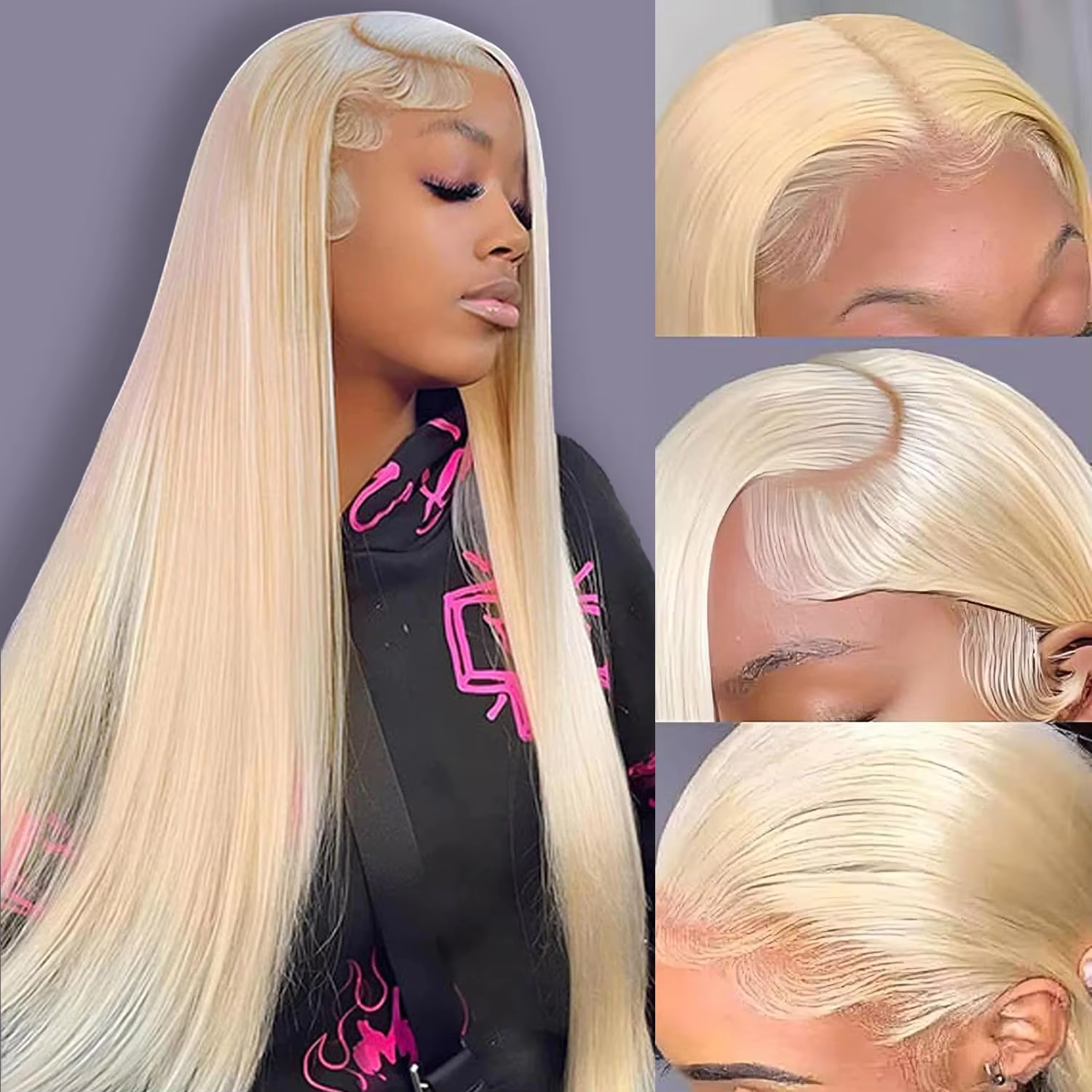 Perruques en cheveux humains brésiliens 13x6 HD transparentes, avec dentelle frontale complète, coul