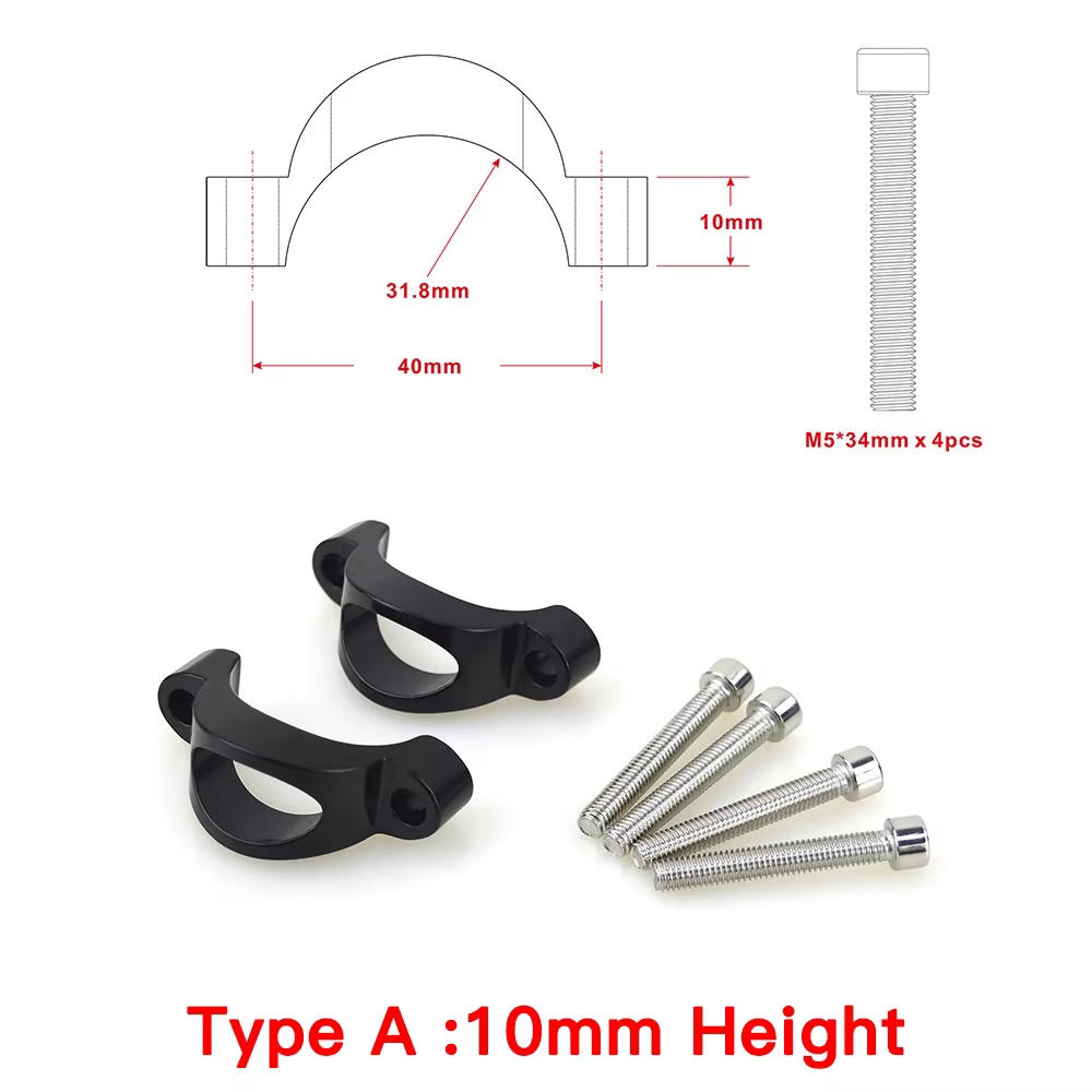 Entretoise de guidon en alliage d'aluminium TT Aerobar pour guidon de 31,8 mm – Kit d'extension pour