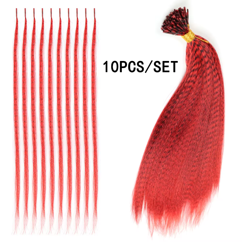 LISI GIRL Extensions de cheveux synthétiques en plumes colorées 16 pouces 10 pièces/pack bleu violet