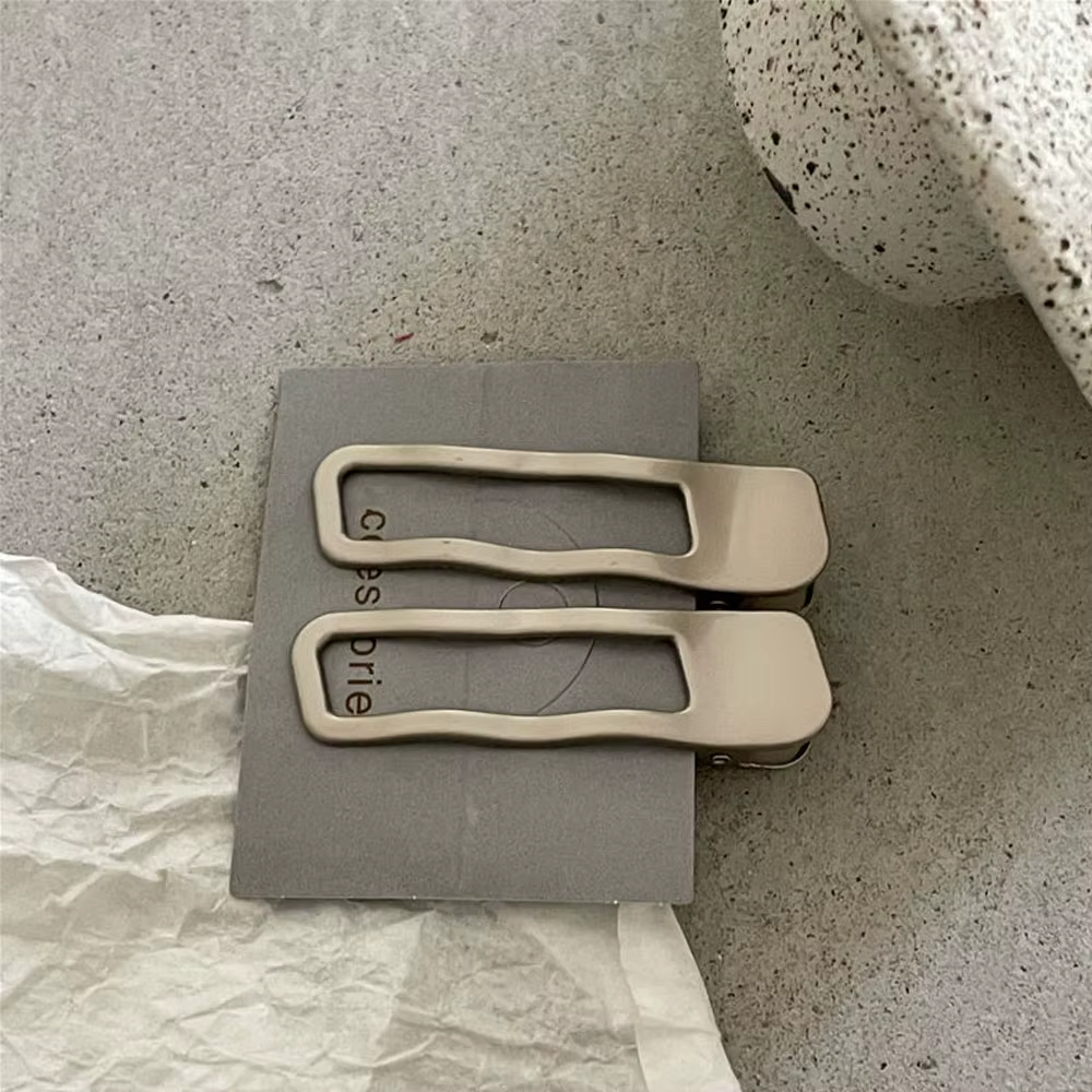 Pince à cheveux en métal argenté, 2 pièces, ligne ondulée, avec alliage creux géométrique, pinces à 