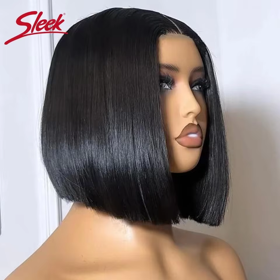 Perruques Bob brésiliennes droites en dentelle, cheveux naturels courts et élégants, densité 200%, b