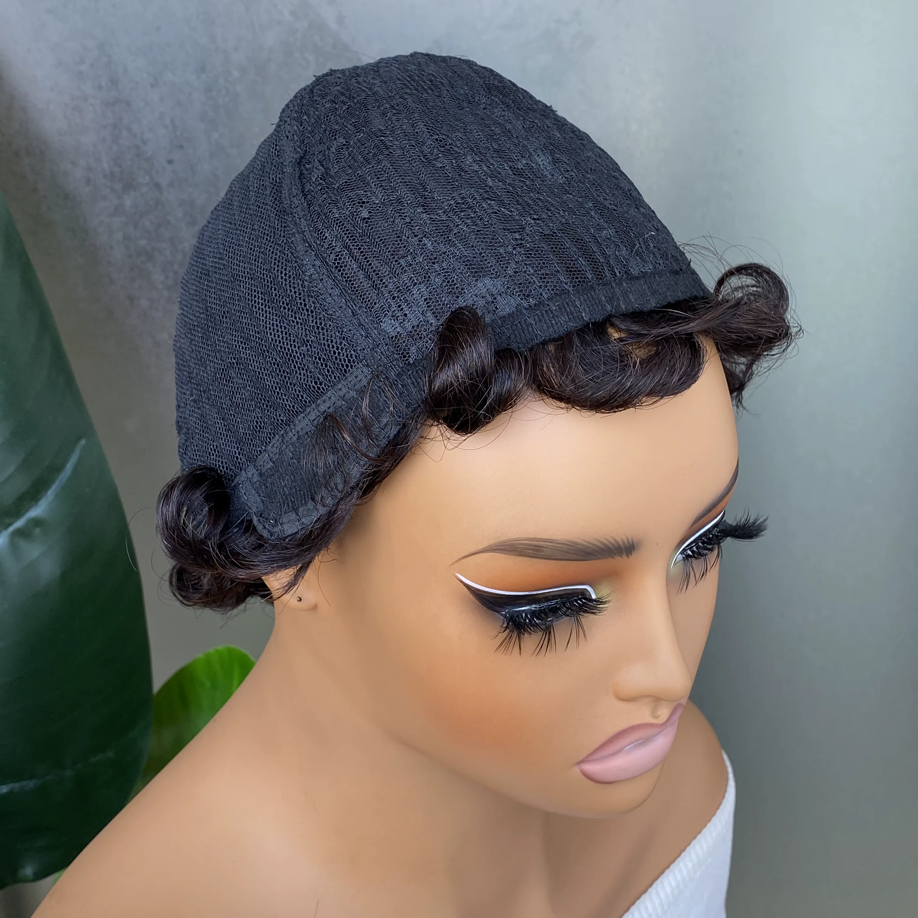 Perruque courte coupe pixie avec raie latérale en cheveux humains, perruques courtes dégradées avec 
