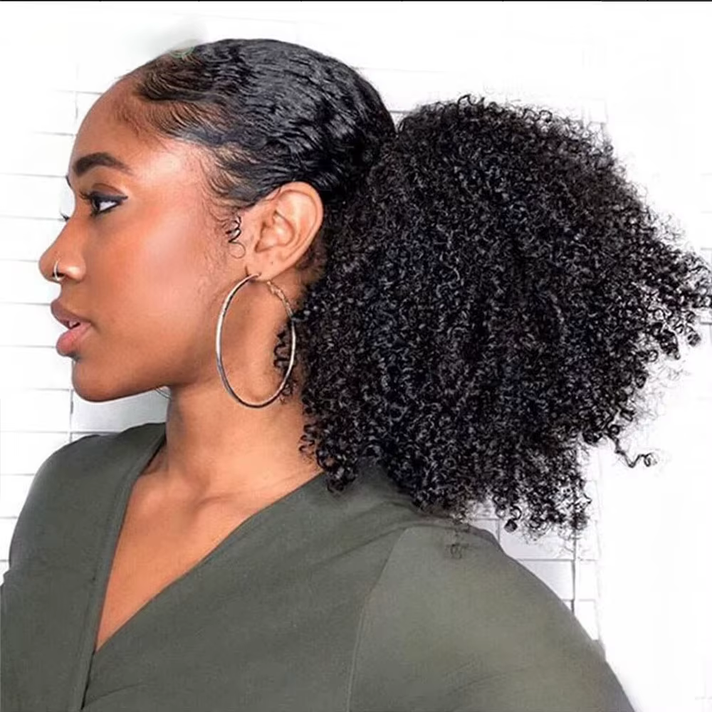 Afro bouffée crépus bouclés cordon queue de cheval Extension de chignon pour les femmes noires synth