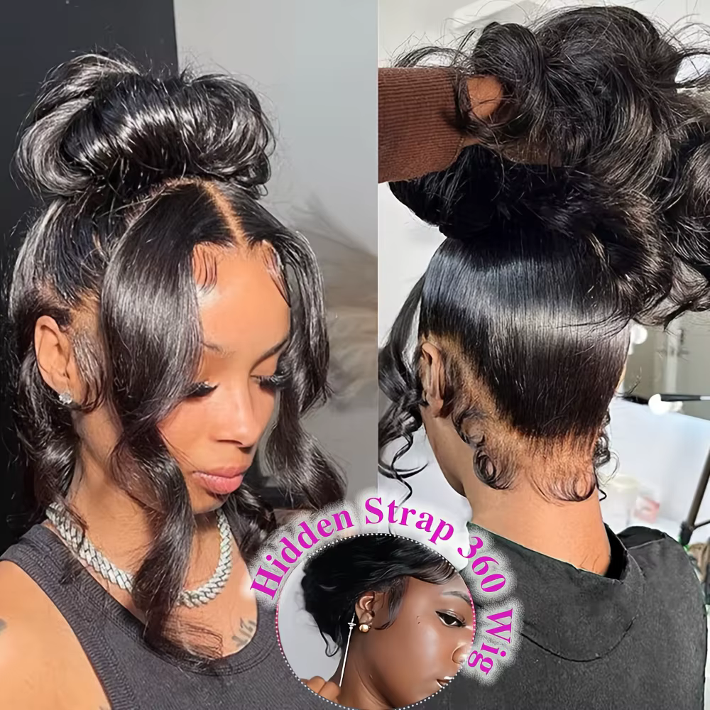 Sangle cachée cordon perruque 360 dentelle avant perruques cheveux humains 250 densité vague de corp