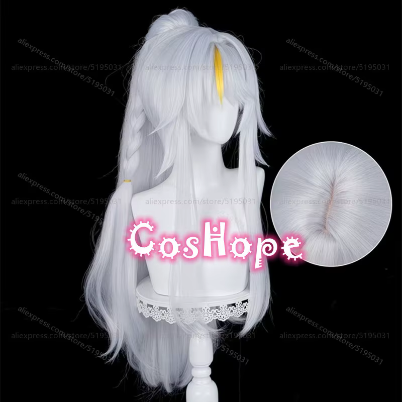 Zibai Cosplay perruque avec queue de cheval argent blanc perruque Anime résistant à la chaleur perru