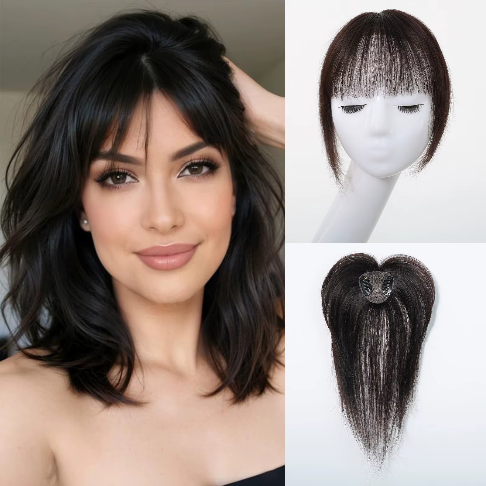 Extensions de cheveux blondes ombrées brun-blond de 10 pouces, postiche blond en cheveux humains ave
