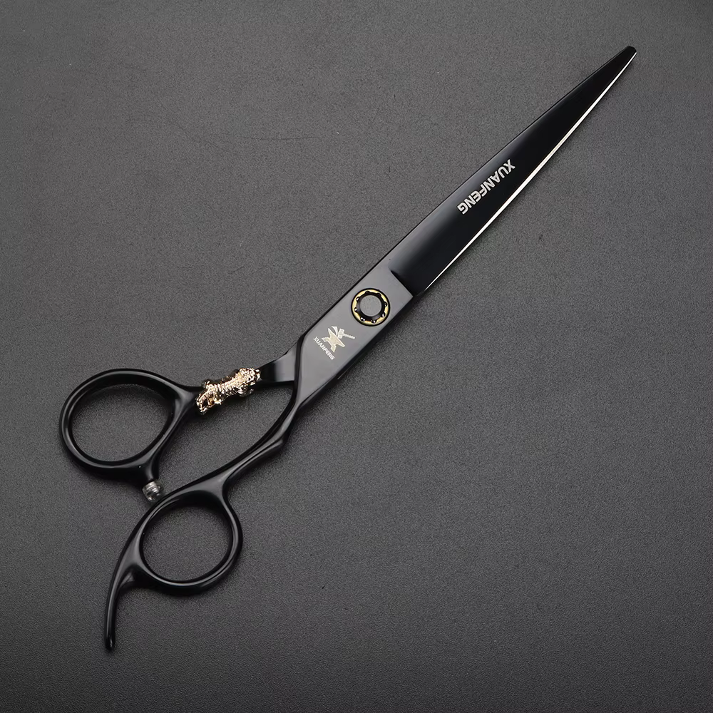 Ciseaux de coiffure XUANTENG de 7 pouces, noirs, avec système à roulement, ciseaux de barbier