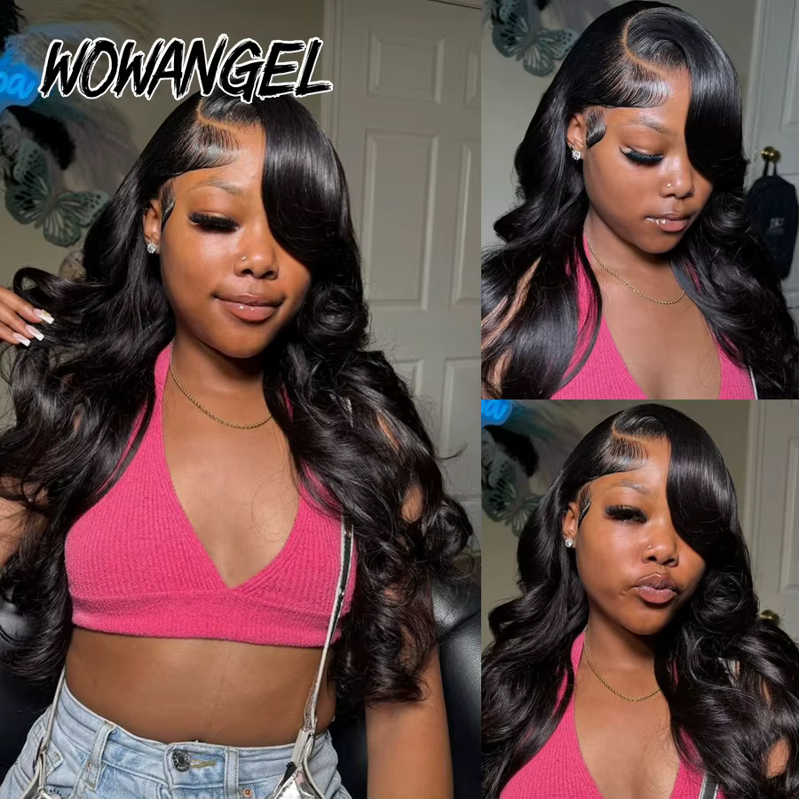 Perruques Lace Front HD 13x6 Wow Angel, Cheveux Humains Remy 250% Body Wave, Perruque à pose rapide 