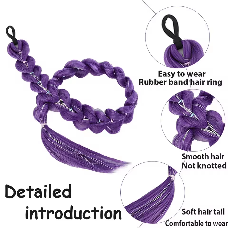 Perruque tressée violette synthétique extra longue de 32 po | Métallique chatoyant | Postiche de