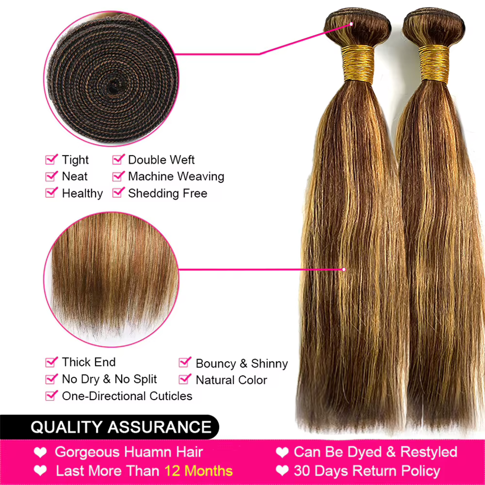 # 4/27 Lots de mèches colorées avec closure, mèches de cheveux humains brésiliens lisses comme des b