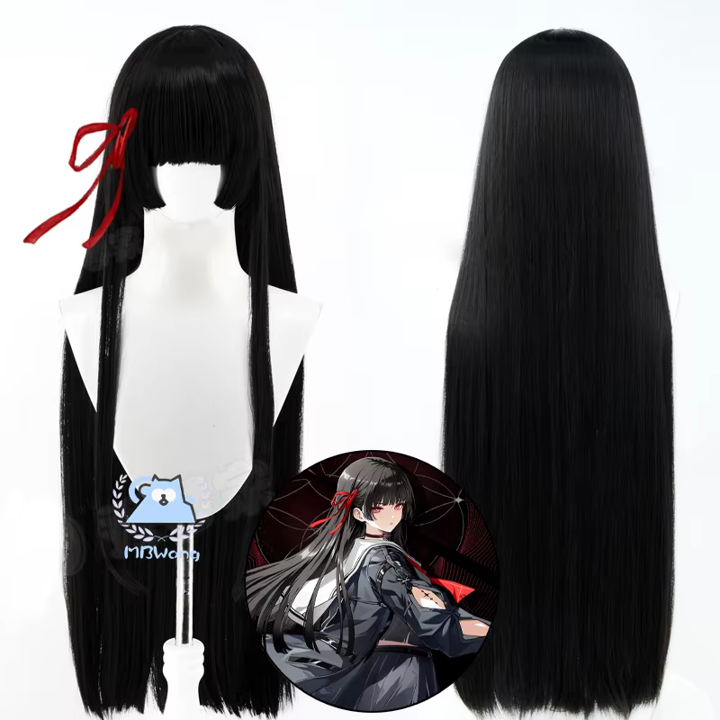Wuthering Waves Chisa Cosplay perruque Hime coupe longue droite cheveux noirs Chisa tenue pour Hallo