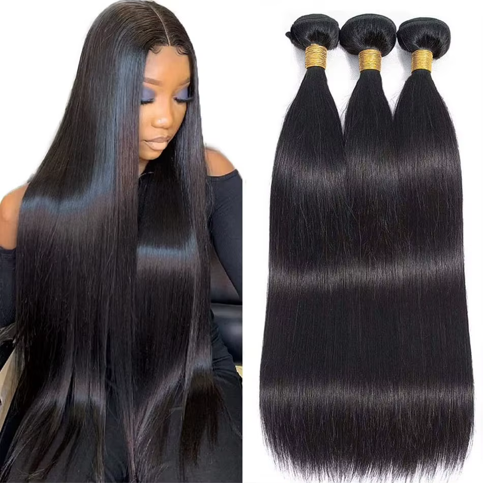 Extensions de cheveux humains brésiliens vierges non traités, lisses comme des baguettes, 30 pouces,