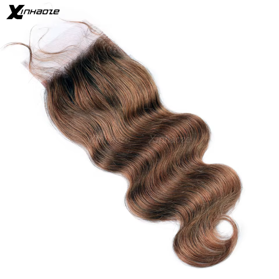 # 4 fermeture de Base en soie j5x5 brun foncé fermeture de cheveux humains brésiliens fermeture de v