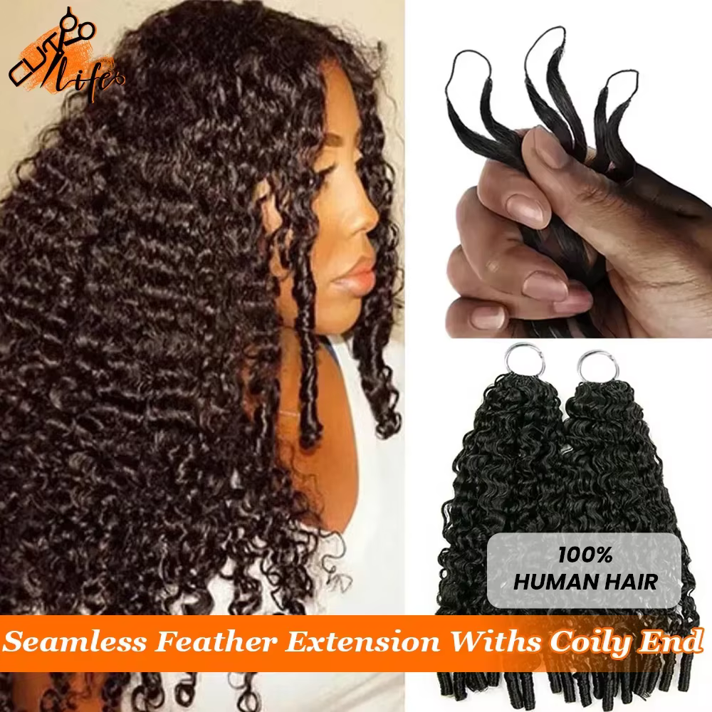 Extension de cheveux humains au Crochet bouclés profond de 3ème génération avec extrémité coily tres