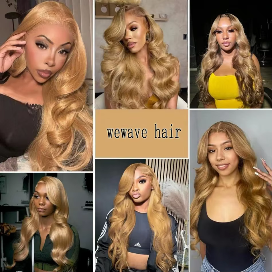 Perruque Lace Front Wig Body Wave brésilienne naturelle, cheveux humains, couleur blond miel, 13tage