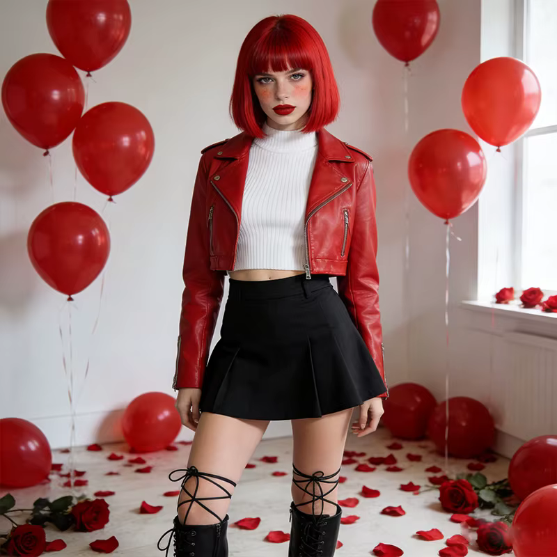Perruque synthétique rouge courte style bob pour Halloween, cosplay, usage quotidien, kit de perruqu