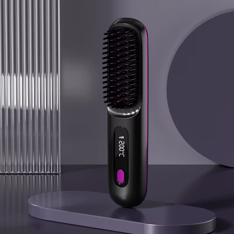 Brosse à lisser les cheveux avec écran LCD, sans fil, chargeur USB, Mini brosse à lisser Portable po