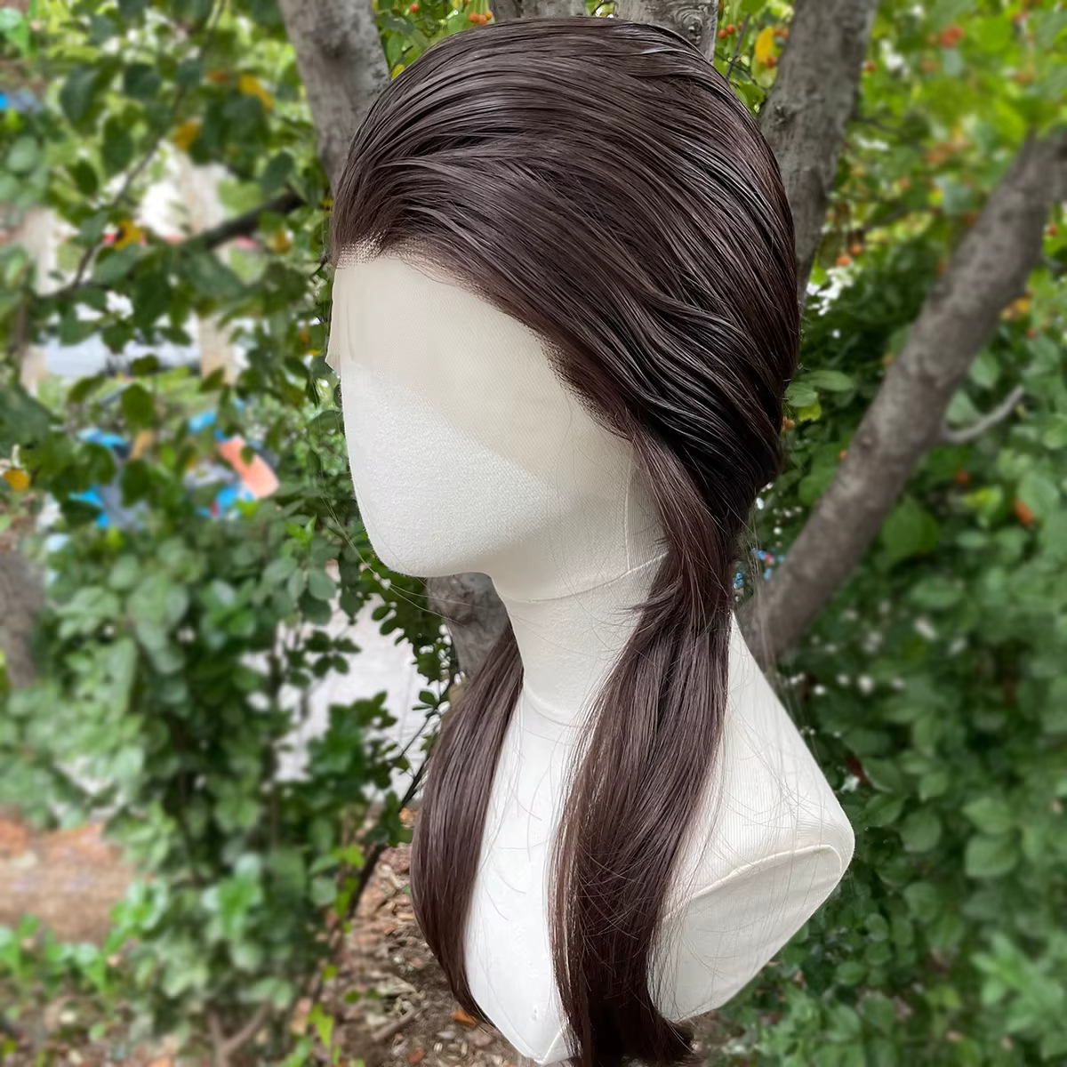 Perruques Lace Front Synthétiques Brunes pour Femmes, Cosplay, Longueur Initiée, Courtes Bouclées, Q
