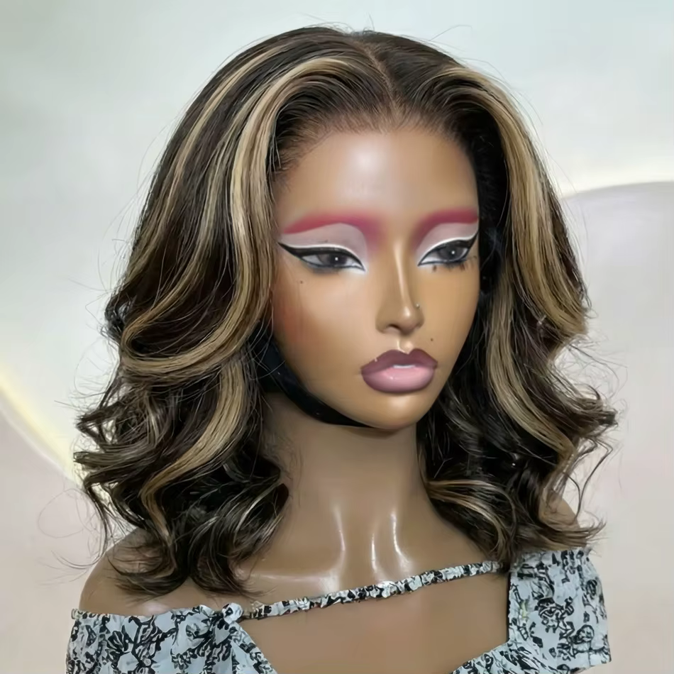Perruques Bob sans colle à couches de 10 à 12 pouces en cheveux humains pour femmes noires, coupe dé