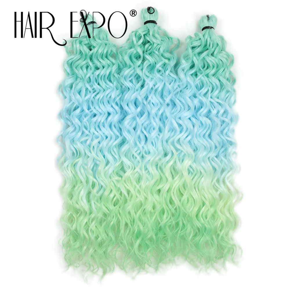 3 pièces 18 pouces Jessica cheveux vague profonde torsion synthétique Crochet cheveux arc-en-ciel co