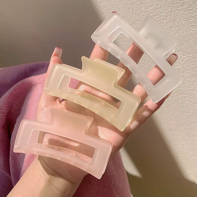 Nouvelles pinces à cheveux rectangulaires transparentes givrées élégantes pour femmes, pinces à chev