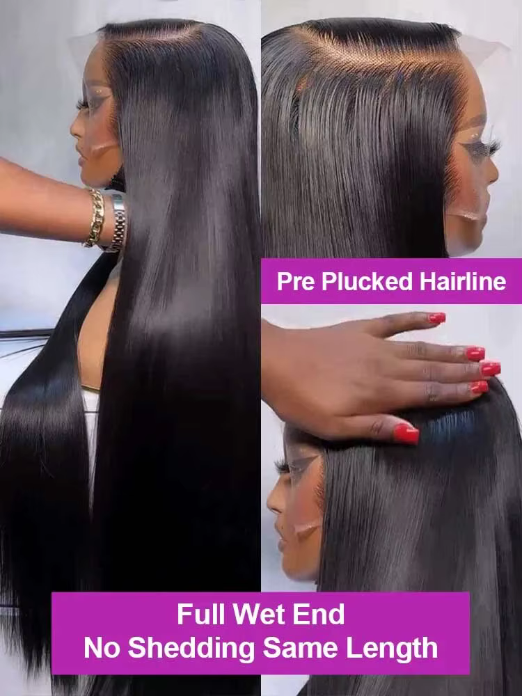 250 densité 13x6 HD os droite dentelle avant perruques cheveux humains brésilien 40 42 pouces sans c