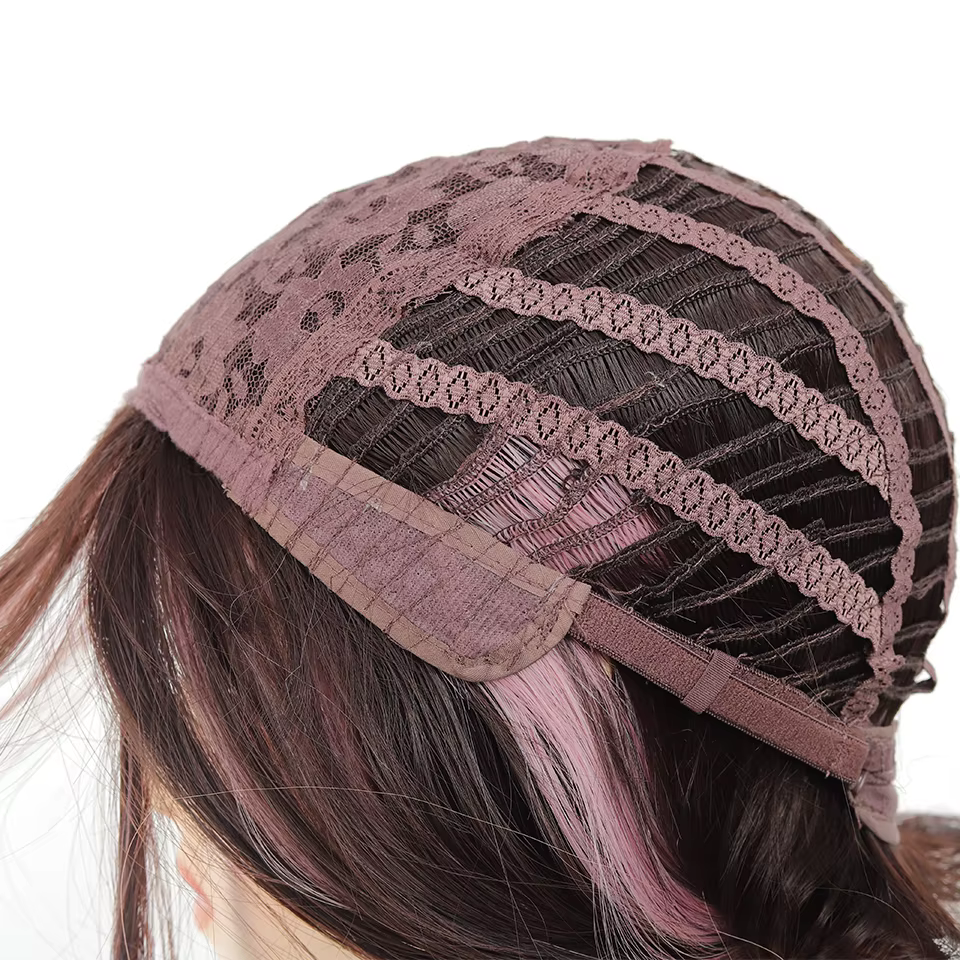 Loiita – perruque synthétique longue et lisse, 24 pouces, noir, rose, Double queue de cheval, Extens