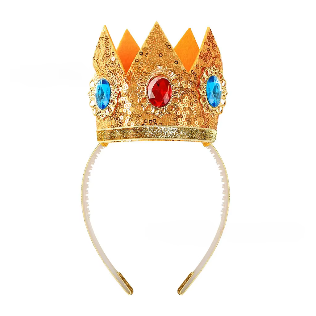 Jeu Cosplay princesse perruque pêche perruque pêche couronne Cosplay longue ondulée Halloween pêche